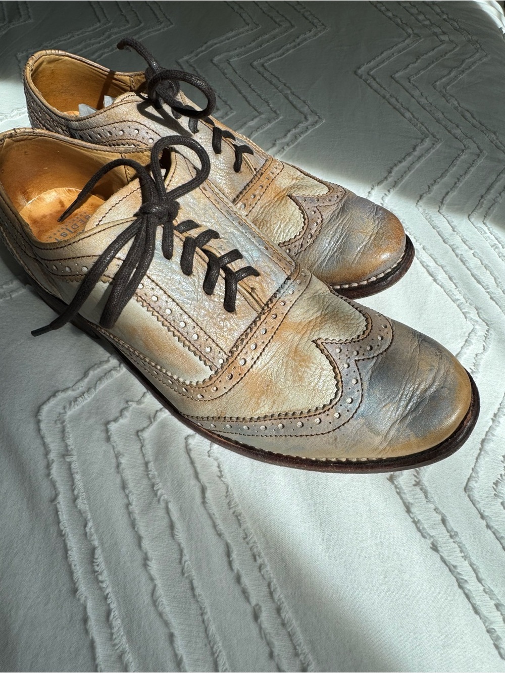 Bed|Stu Classic Women Wingtip Dress Shoes in Tan - Size 7